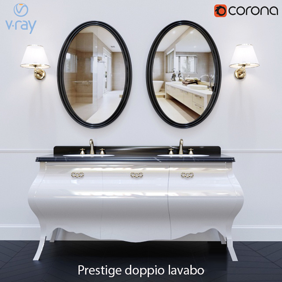 Set of furniture Eurodesign Prestige doppio lavabo / White painted
